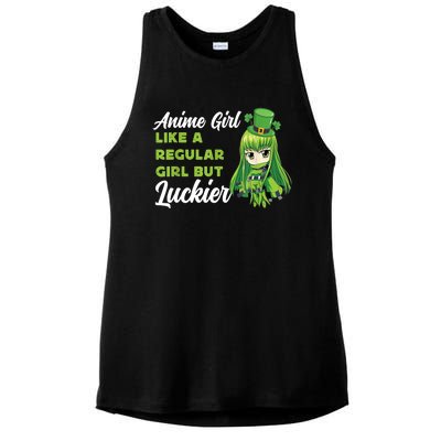 Anime Girl Like A Regular Girl But Luckier St Patrick's Day Ladies PosiCharge Tri-Blend Wicking Tank