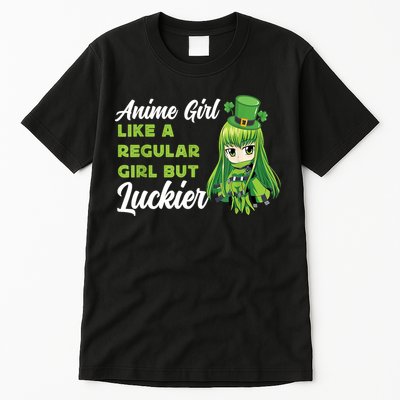 Anime Girl Like A Regular Girl But Luckier St Patrick's Day Tall T-Shirt