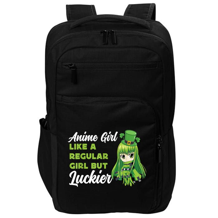 Anime Girl Like A Regular Girl But Luckier St Patrick's Day Impact Tech Backpack