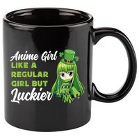 Anime Girl Like A Regular Girl But Luckier St Patrick's Day 11oz C Handle Ceramic Mug