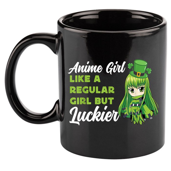 Anime Girl Like A Regular Girl But Luckier St Patrick's Day 11oz C Handle Ceramic Mug