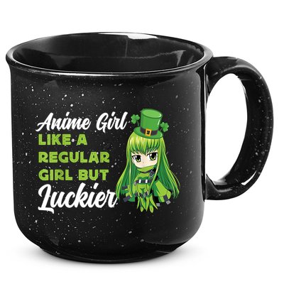 Anime Girl Like A Regular Girl But Luckier St Patrick's Day 15oz Campfire Ceramic Mug
