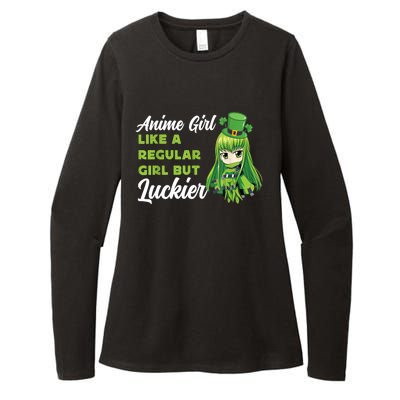 Anime Girl Like A Regular Girl But Luckier St Patrick's Day Womens CVC Long Sleeve Shirt