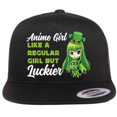 Anime Girl Like A Regular Girl But Luckier St Patrick's Day Flatbill Hat