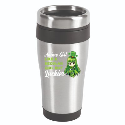 Anime Girl Like A Regular Girl But Luckier St Patrick's Day 16oz Travel Tumbler