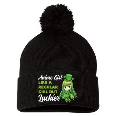 Anime Girl Like A Regular Girl But Luckier St Patrick's Day Pom Pom 12in Knit Beanie