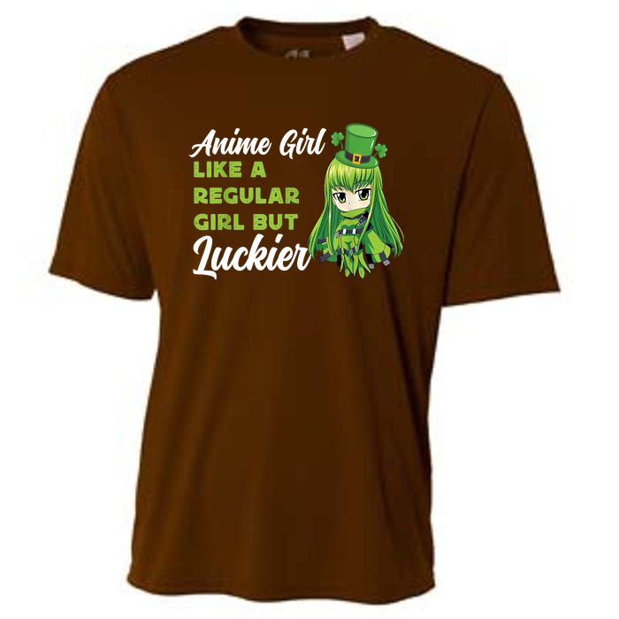 Anime Girl Like A Regular Girl But Luckier St Patrick's Day Cooling Performance Crew T-Shirt