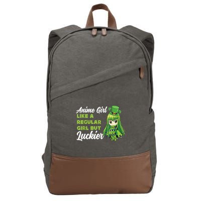 Anime Girl Like A Regular Girl But Luckier St Patrick's Day Cotton Canvas Backpack