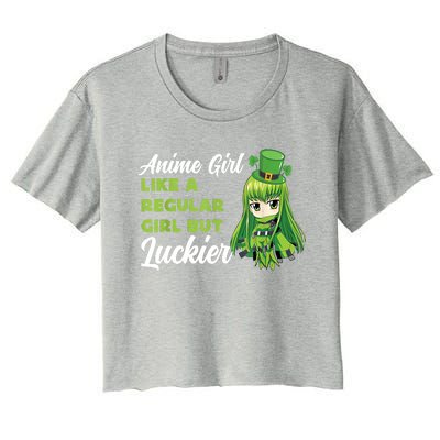 Anime Girl Like A Regular Girl But Luckier St Patrick's Day Women's Crop Top Tee