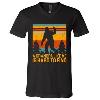 A Grandpa Like Me Is Hard To Find Bigfoot Grandpa Design V-Neck T-Shirt