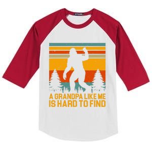 A Grandpa Like Me Is Hard To Find Bigfoot Grandpa Design Kids Colorblock Raglan Jersey