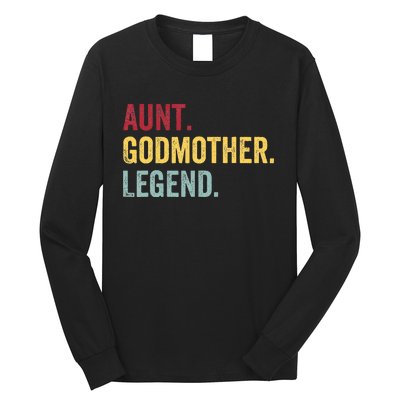 Aunt Godmother Legend Retro Vintage Funny Auntie Mothers Day Long Sleeve Shirt