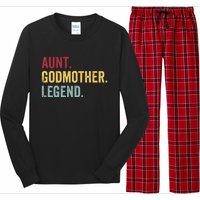 Aunt Godmother Legend Retro Vintage Funny Auntie Mothers Day Long Sleeve Pajama Set