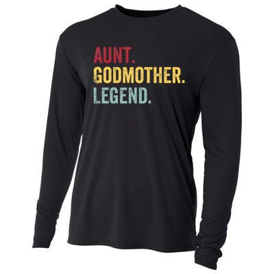 Aunt Godmother Legend Retro Vintage Funny Auntie Mothers Day Cooling Performance Long Sleeve Crew