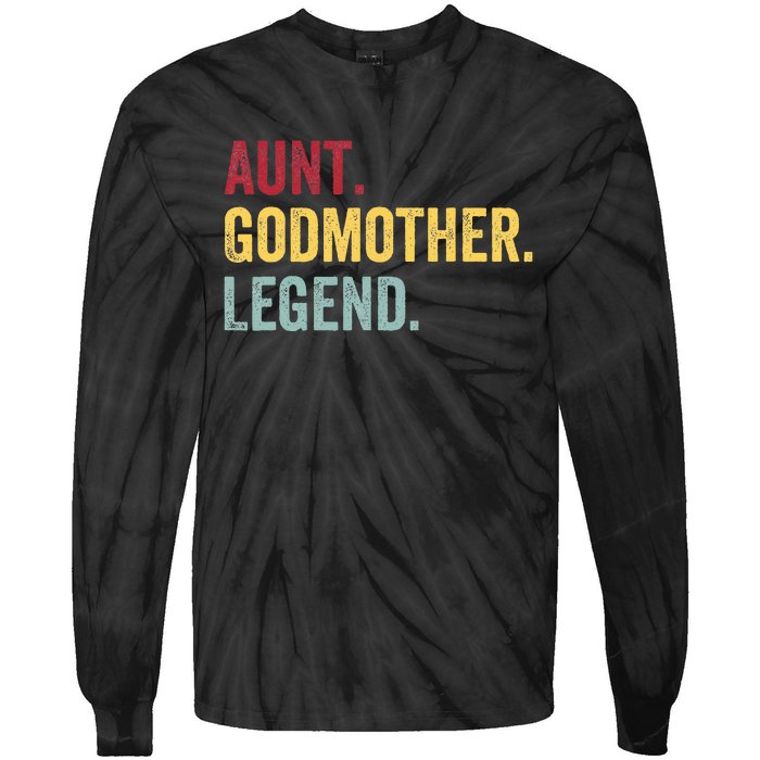 Aunt Godmother Legend Retro Vintage Funny Auntie Mothers Day Tie-Dye Long Sleeve Shirt