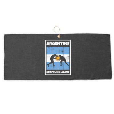 Argentine Grappling Legend With Flag For Argentina Grappling Funny Gift Large Microfiber Waffle Golf Towel