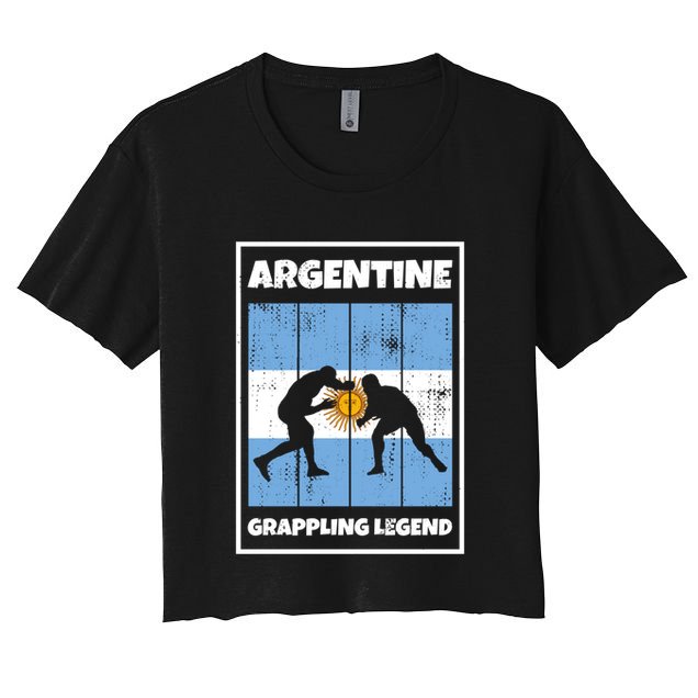 Argentine Grappling Legend With Flag For Argentina Grappling Funny Gift Crop Top