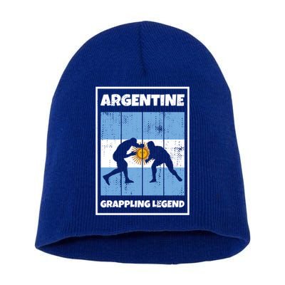 Argentine Grappling Legend With Flag For Argentina Grappling Funny Gift Short Acrylic Beanie