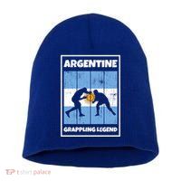 Argentine Grappling Legend With Flag For Argentina Grappling Funny Gift Short Acrylic Beanie