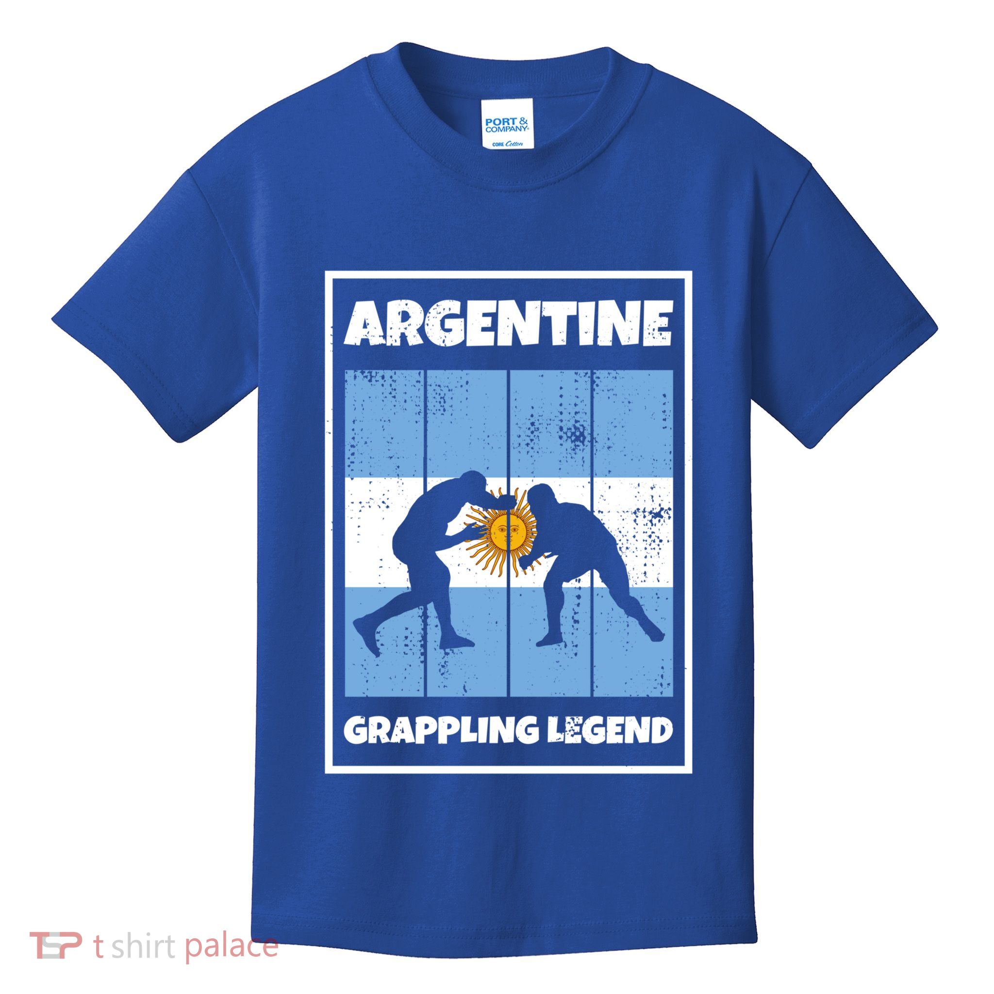 Argentine Grappling Legend With Flag For Argentina Grappling Funny Gift Kids T-Shirt