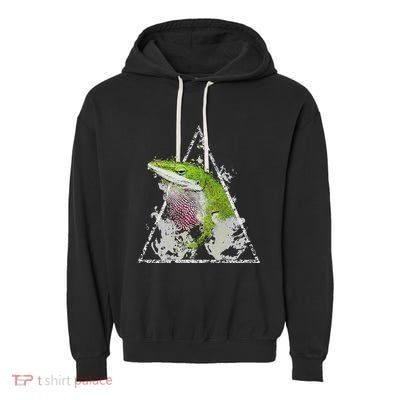 Anole Green Lizard Pet Anoles Reptile Smoke Garment-Dyed Fleece Hoodie