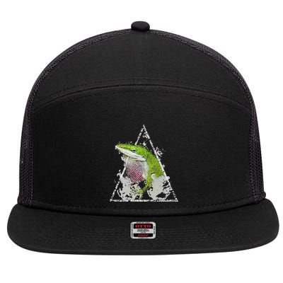 Anole Green Lizard Pet Anoles Reptile Smoke 7 Panel Mesh Trucker Snapback Hat