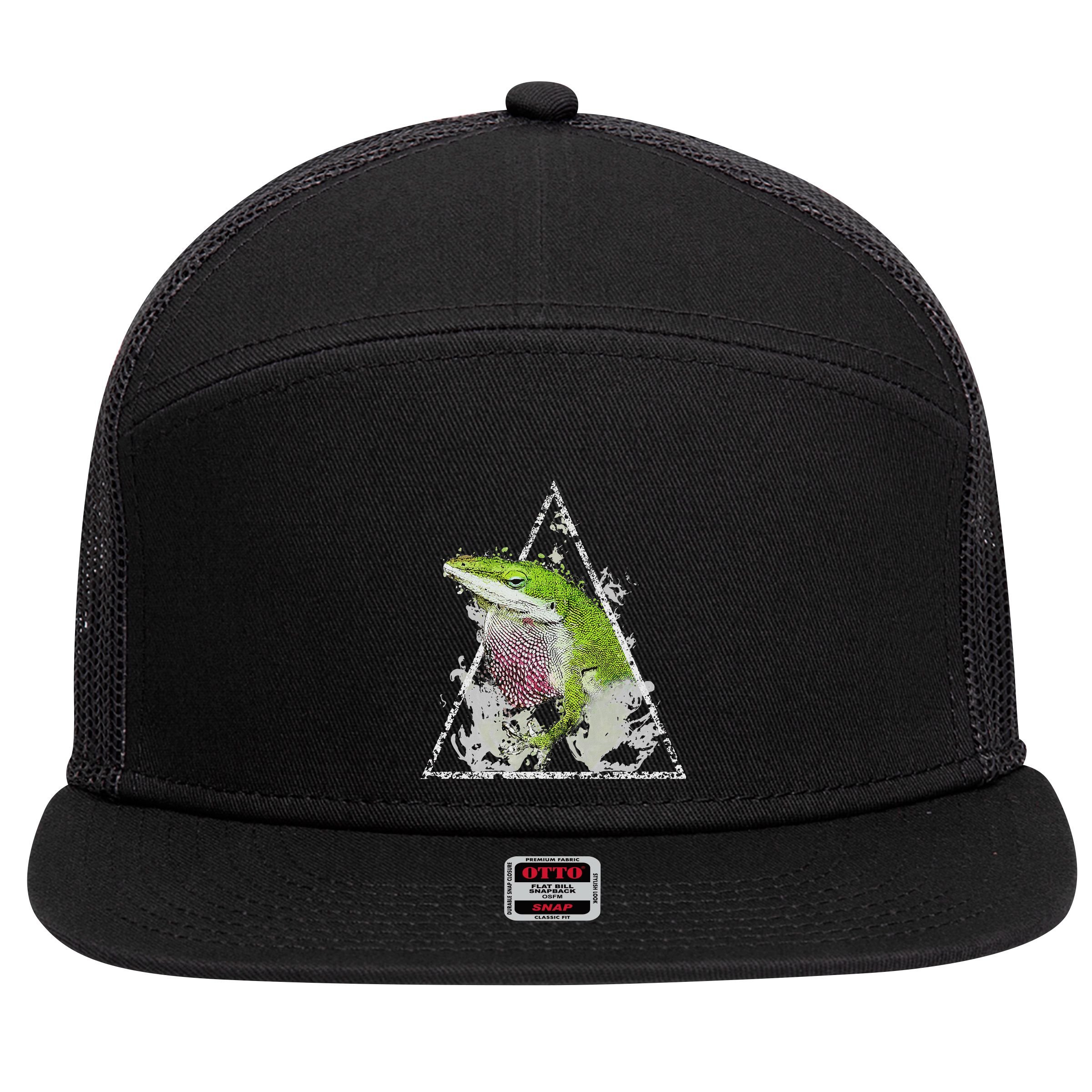 Anole Green Lizard Pet Anoles Reptile Smoke 7 Panel Mesh Trucker Snapback Hat