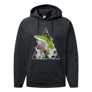 Anole Green Lizard Pet Anoles Reptile Smoke Performance Fleece Hoodie