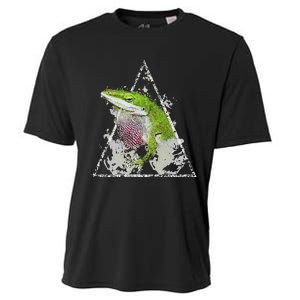 Anole Green Lizard Pet Anoles Reptile Smoke Cooling Performance Crew T-Shirt