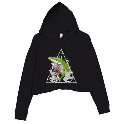 Anole Green Lizard Pet Anoles Reptile Smoke Crop Fleece Hoodie