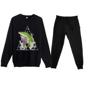 Anole Green Lizard Pet Anoles Reptile Smoke Premium Crewneck Sweatsuit Set