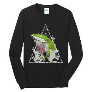 Anole Green Lizard Pet Anoles Reptile Smoke Tall Long Sleeve T-Shirt