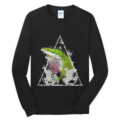 Anole Green Lizard Pet Anoles Reptile Smoke Tall Long Sleeve T-Shirt