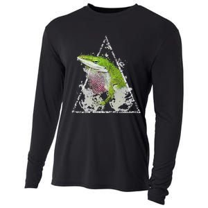 Anole Green Lizard Pet Anoles Reptile Smoke Cooling Performance Long Sleeve Crew