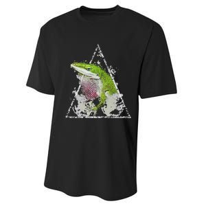 Anole Green Lizard Pet Anoles Reptile Smoke Performance Sprint T-Shirt