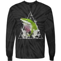 Anole Green Lizard Pet Anoles Reptile Smoke Tie-Dye Long Sleeve Shirt