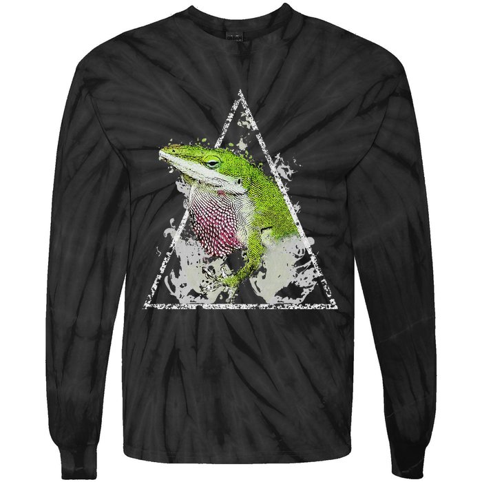 Anole Green Lizard Pet Anoles Reptile Smoke Tie-Dye Long Sleeve Shirt