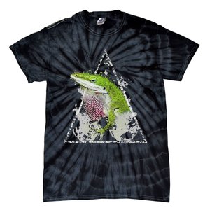 Anole Green Lizard Pet Anoles Reptile Smoke Tie-Dye T-Shirt