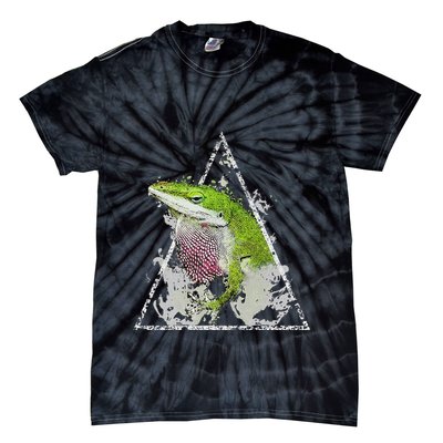 Anole Green Lizard Pet Anoles Reptile Smoke Tie-Dye T-Shirt