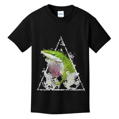 Anole Green Lizard Pet Anoles Reptile Smoke Kids T-Shirt