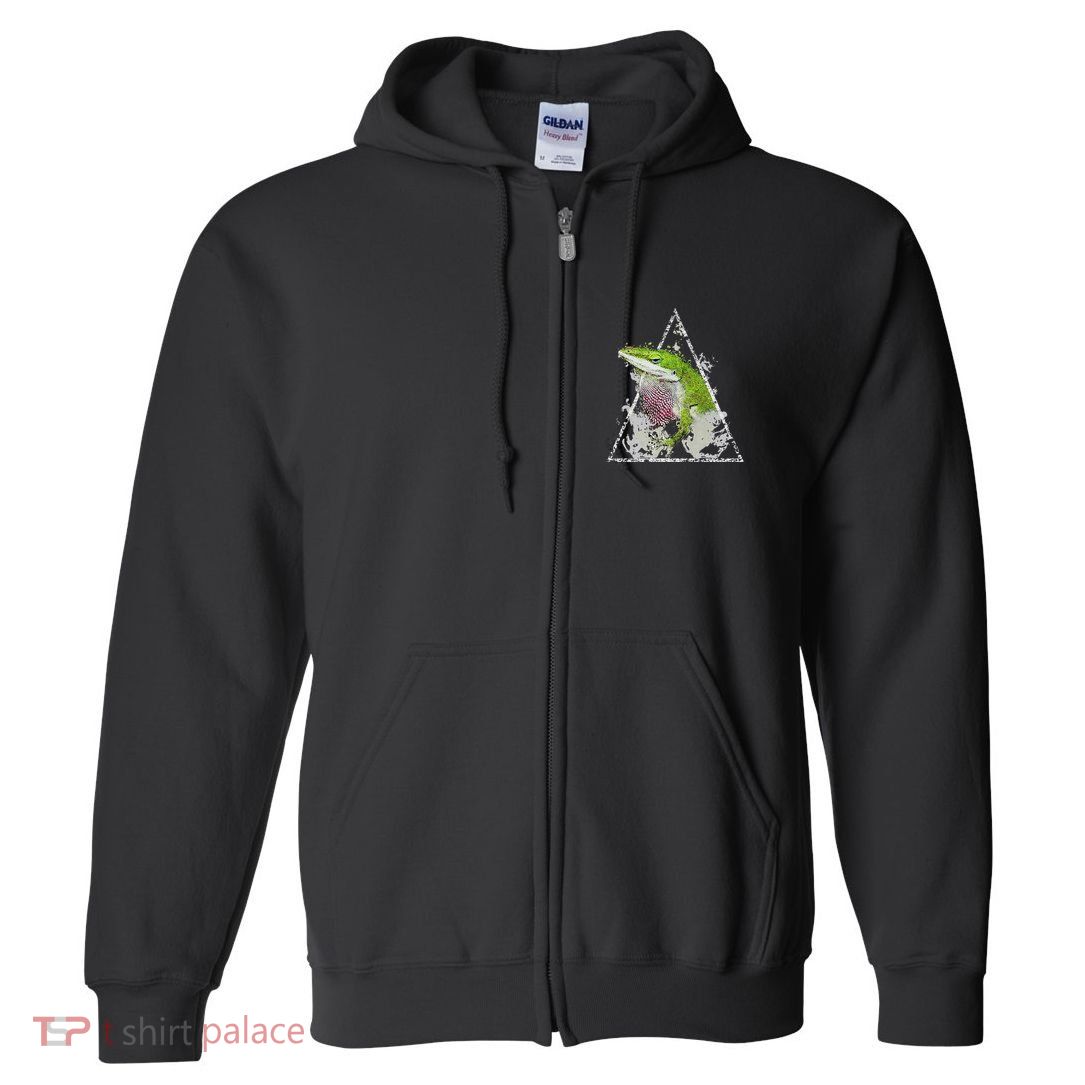 Anole Green Lizard Pet Anoles Reptile Smoke Full Zip Hoodie