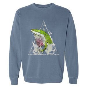 Anole Green Lizard Pet Anoles Reptile Smoke Garment-Dyed Sweatshirt