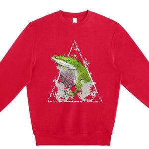 Anole Green Lizard Pet Anoles Reptile Smoke Premium Crewneck Sweatshirt