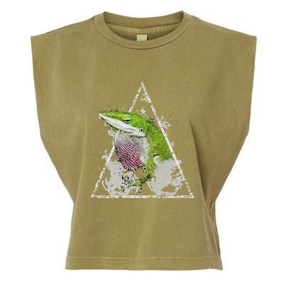 Anole Green Lizard Pet Anoles Reptile Smoke Garment-Dyed Women's Muscle Tee
