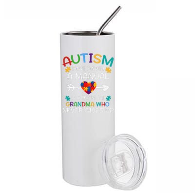 Autism Grandma Love Autistic Autism Awareness Puzzle Stainless Steel Tumbler