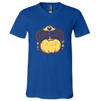 Always Grateful L Cute Happy Pumpkin Thanksgiving Quote Gift V-Neck T-Shirt