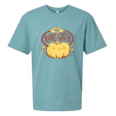 Always Grateful L Cute Happy Pumpkin Thanksgiving Quote Gift Sueded Cloud Jersey T-Shirt