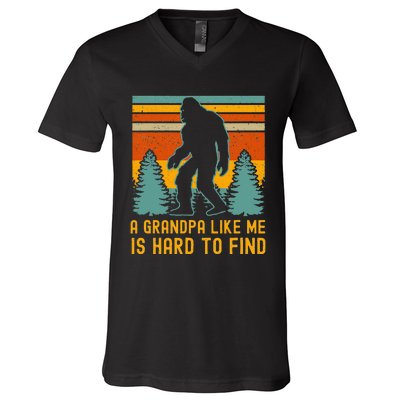 A Grandpa Like Me Is Hard To Find Bigfoot Grandpa V-Neck T-Shirt