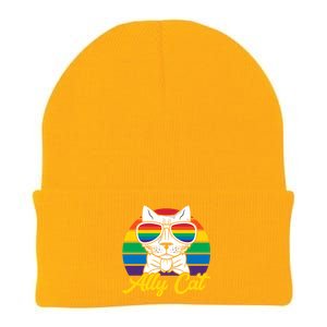 Ally Gay Lgbtq Lgbt Ally Cat Pride Month Straight Gift Knit Cap Winter Beanie