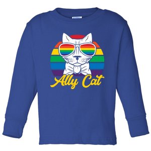 Ally Gay Lgbtq Lgbt Ally Cat Pride Month Straight Gift Toddler Long Sleeve Shirt